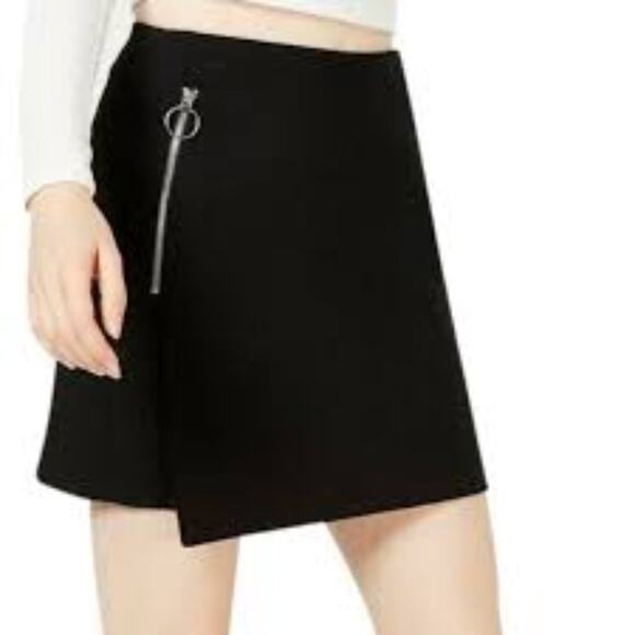 Bar III Asymmetrical Mini Skirt Deep Black Size L - Picture 1 of 9